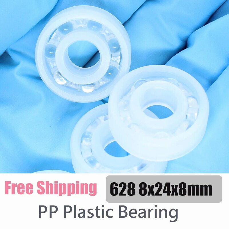 PP 628 Plastic Bearing 8*24*8 mm 2Pcs Corrosion Resistant No rust Non-Magnetic Glass Balls Plastic Ball Bearings