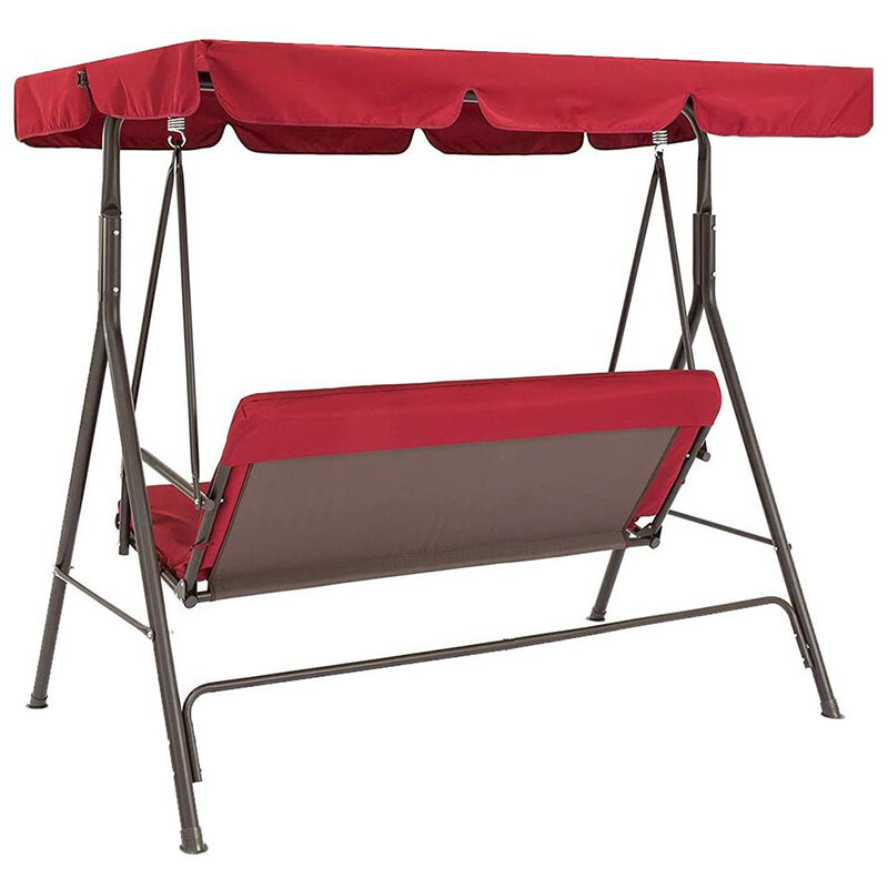 Terraço cadeira de balanço c-sobre 2 peças/set universal jardim cadeira dustproof 3-seater capa ao ar livre (vermelho)