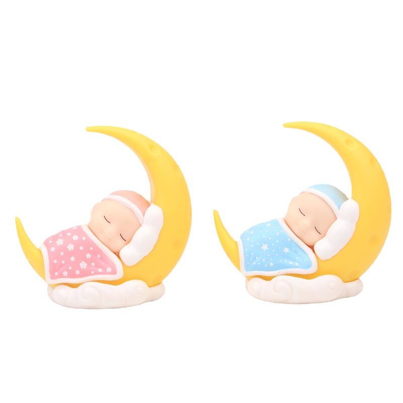 Decoração do bolo diy dormir bebê lua plug-in decorações de festa de aniversário das crianças bonecas micro-view ornamentos