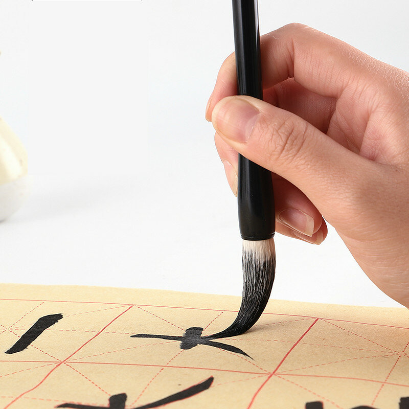 Pincel de caligrafia chinesa com 3 cabeças, caneta para lanudo e weasel, pincel de escrita para iniciantes, estudantes