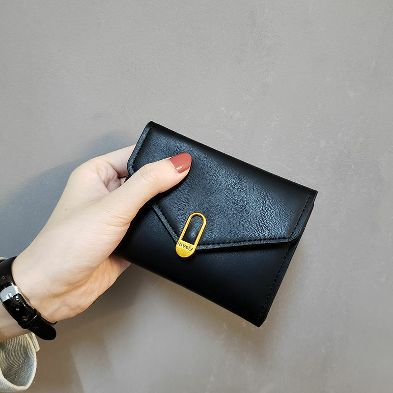 2021 جديد إمرأة محافظ محفظة جلدية موضة ثلاثي أضعاف بسيط أسود محفظة صغيرة عالية الجودة لينة محفظة جلدية صغيرة عملة جيب