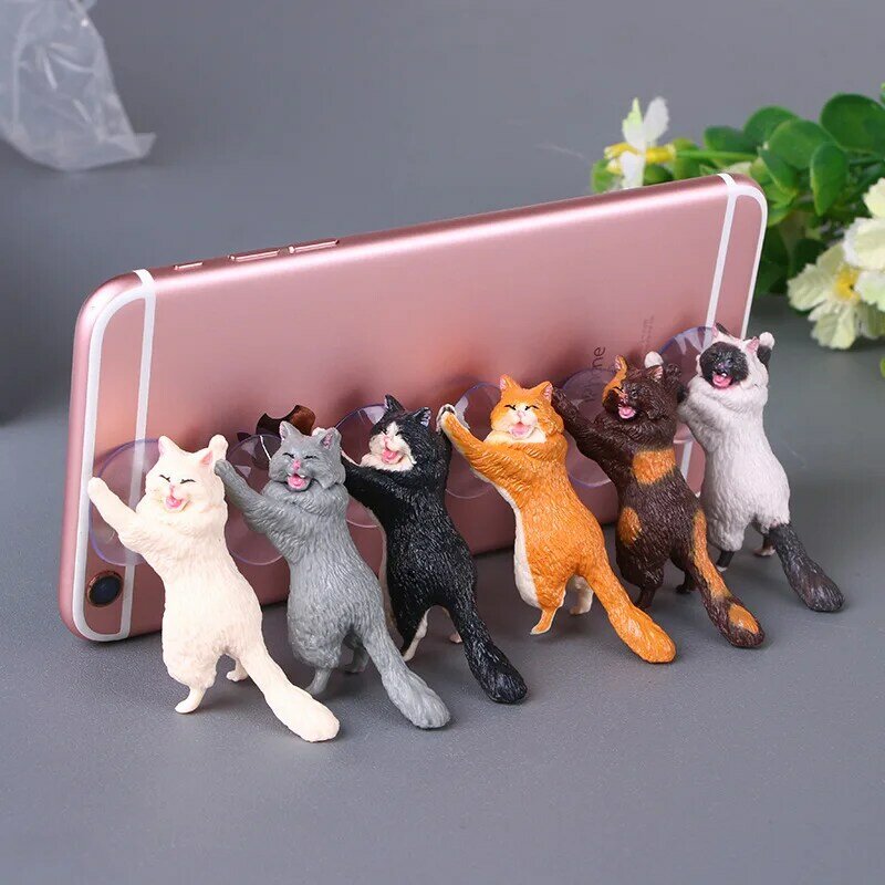 Экшн-фигурки кошек, игрушечная присоска, держатель для телефона из ПВХ, подкрепление для кошек, держатель для телефона, детские игрушки, креативный котенок, рождественский подарок