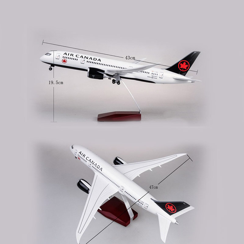 JASON TUTU – modèle d'avion 43cm, avion léger et roues en résine moulée, échelle 1/160, Collection cadeau, Air Canada, Boeing B787