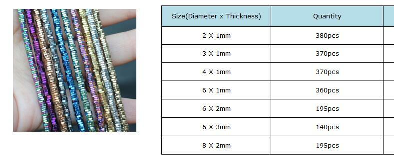380 stücke, Sehr Glänzend! 9 farben, Viele Größe, Natürliche Hämatit Hexagonal Platte perlen Spacer Perlen, Für DIY Schmuck machen!