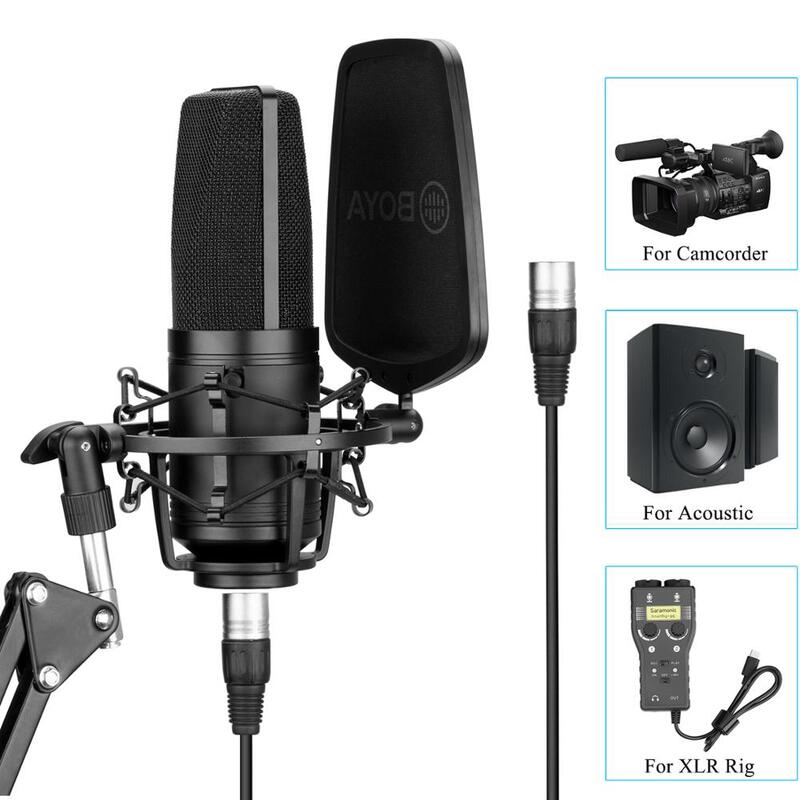 BOYA BY-M1000 Recording Condenser Microphone Professional Studio Broadcast Mic for Vlog Video Gaming Vocal Singing Live