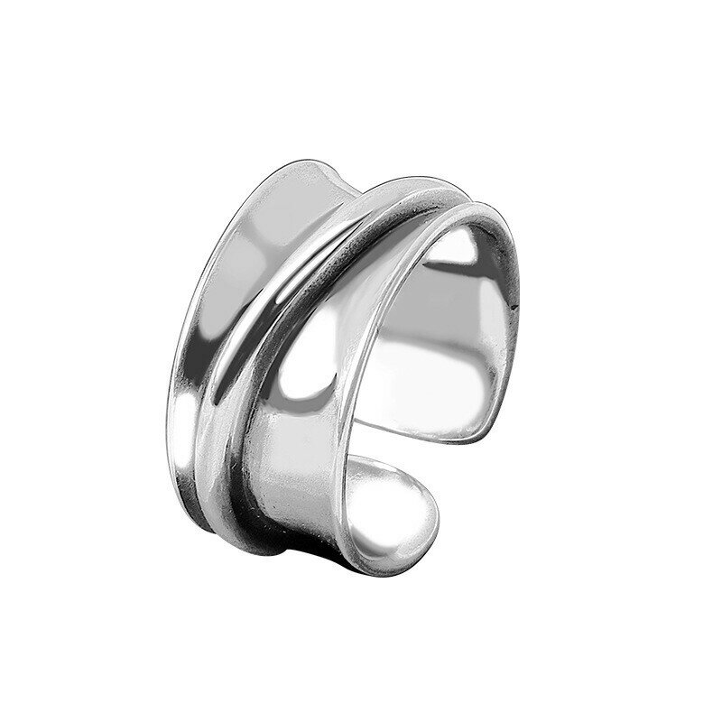 925 Sterling Zilveren Ringen Voor Vrouwen Brede Gladde Ronde Eenvoudige Minimalistische Open Verstelbare Vinger Ringen Mode Band Vrouwelijke Bijoux