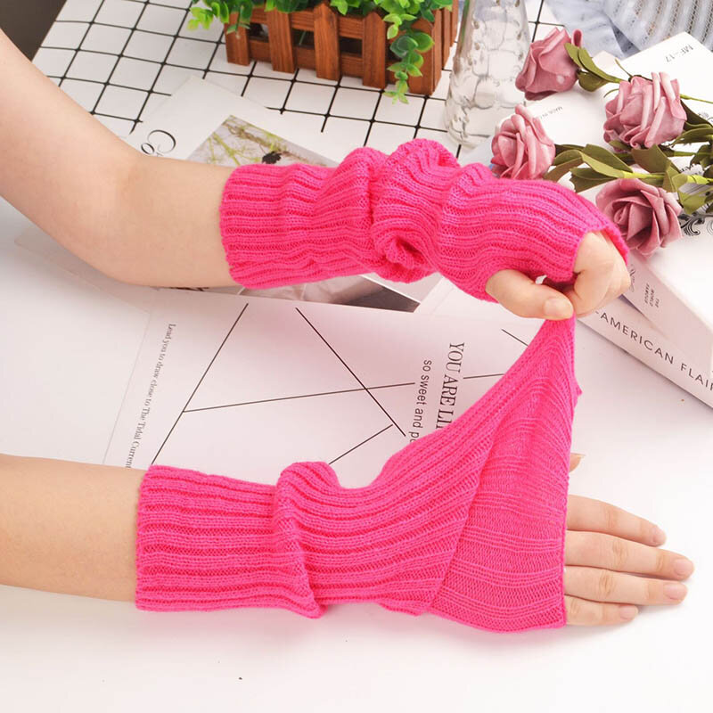 Nowe damskie rękawiczki bez palców ocieplacze na ręce Goth dzianiny Kawaii rękawice robocze kostki rękawy nadgarstkowe Harajuku Anime akcesoria Cosplay