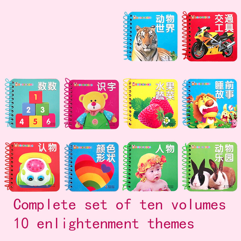 10pcs/set New Early Education Baby Preschool Learning Chinese characters cards with picture ,Left and right brain developme
