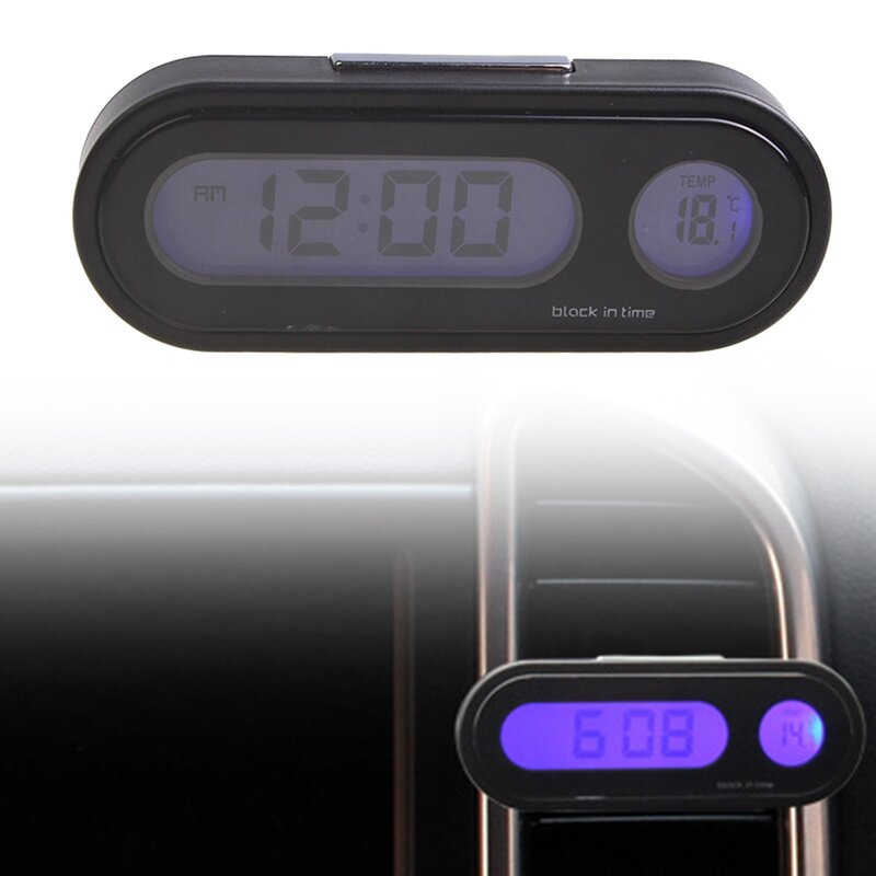 Jam tangan termometer, jam tangan elektronik LCD Digital mobil dengan lampu latar 8.2cm/3.23 inci x 3.8cm/1.49 inci