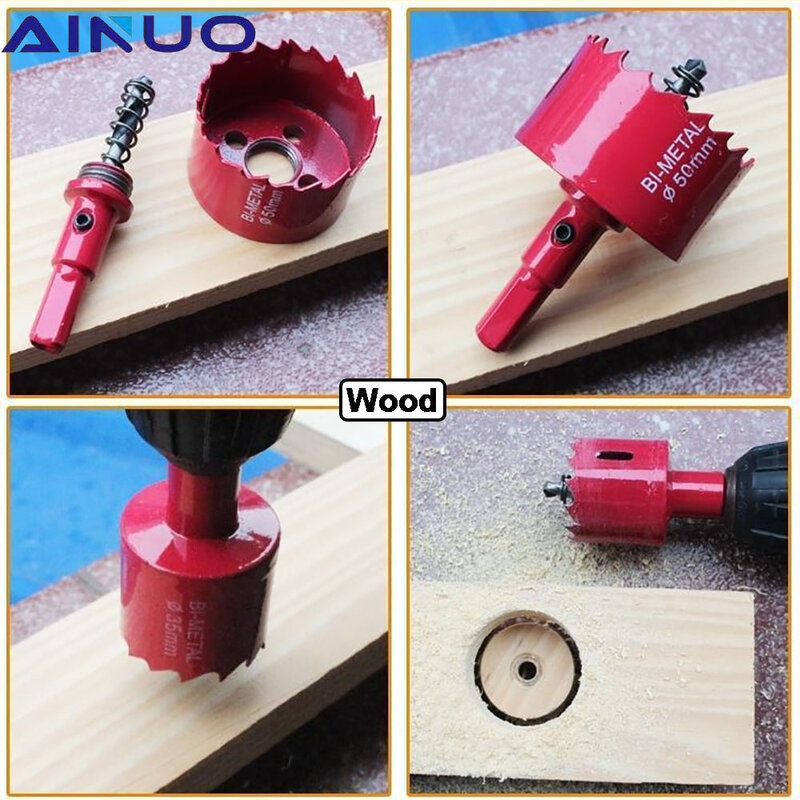 Sierras de agujero de perforación de acero HSS, 15-55mm, broca de placa de yeso, apertura de Metal, herramienta de carpintería para cortar madera y plástico, 1 piezas