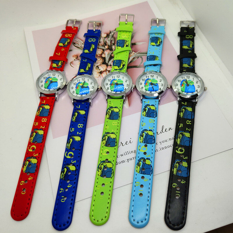 Детские водонепроницаемые спортивные часы с рисунком школьной сумки, кварцевые наручные часы для мальчиков и девочек, детские часы