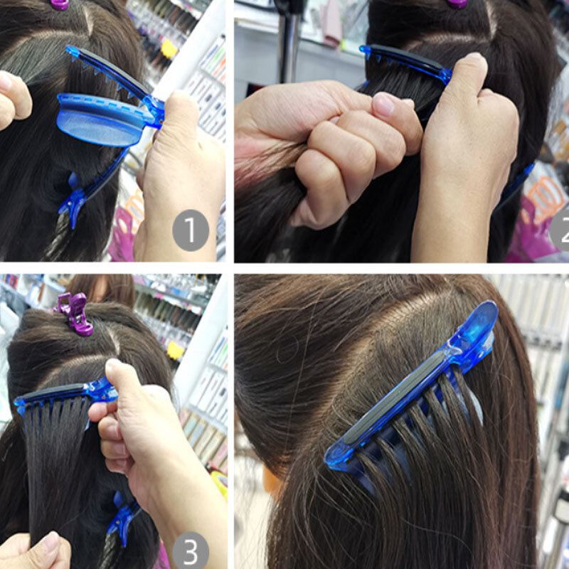 Clips separadores de fácil/velocidad, pinzas de seccionar de Color azul para extensión de cabello