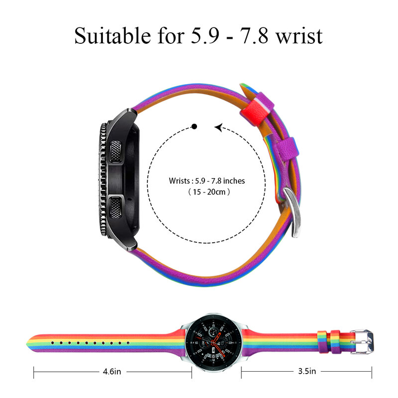 Correa de cuero arcoíris para Samsung Galaxy Watch, 46mm, Gear S3, pulsera para Samsung Gear S3 Frontier Classic