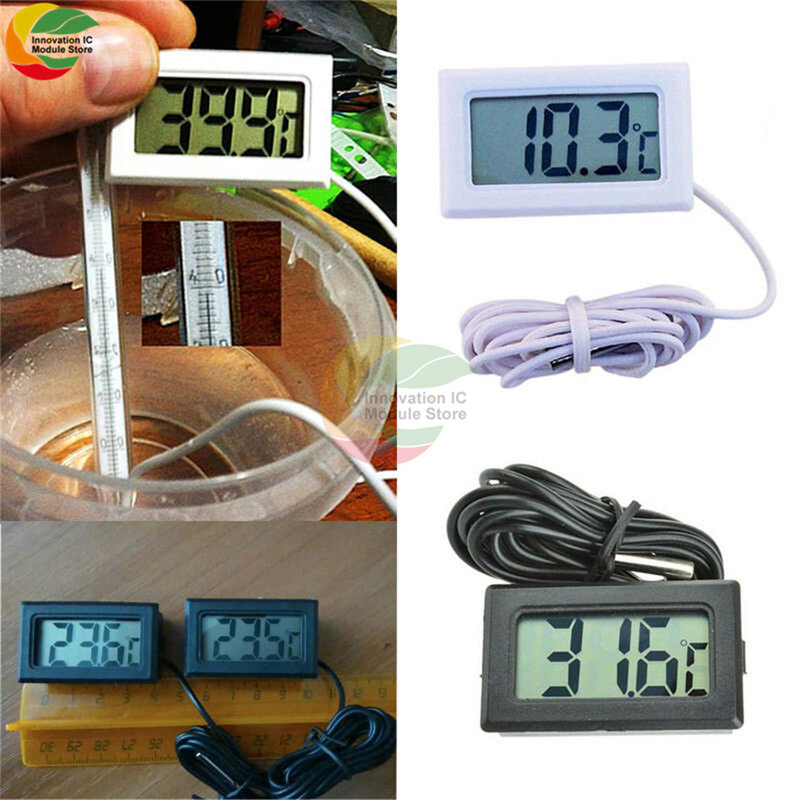 Sensor Pemeriksaan Kulkas Freezer Termometer Mini Digital LCD Termometer Termograf untuk Akuarium Kulkas Dapur Bar Penggunaan Mobil