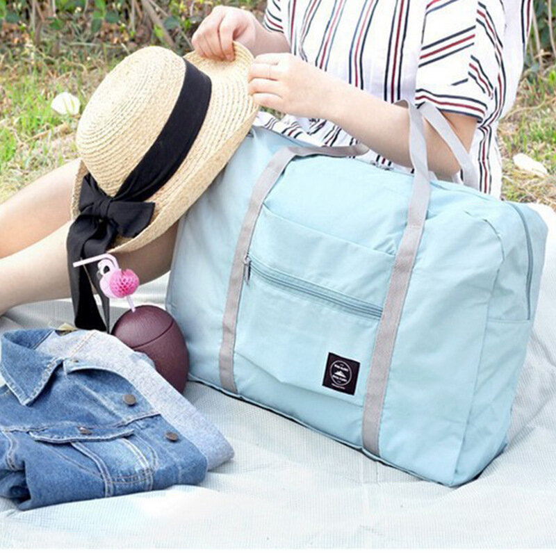 여성 접이식 비행 스포츠 여행 가방 남여 방수 나일론 대용량 옷감 보관 캐리 온 숄더 가방