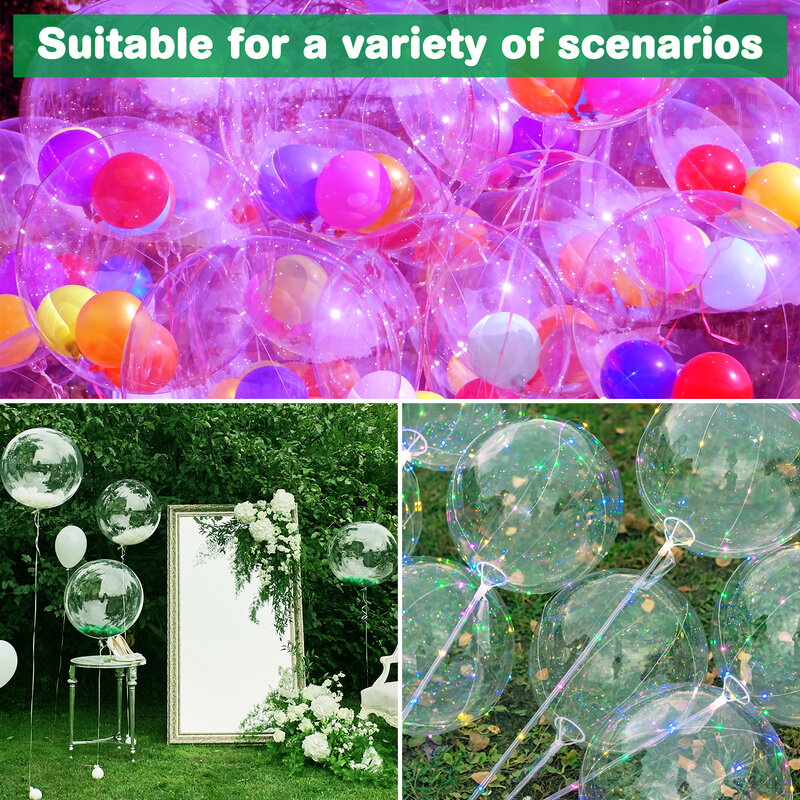 5Pcs 10/18/20/24/36 Inch Lichtgevende Transparante Bobo Bubble Ballons Bruiloft Verjaardagsfeestje Decoraties Helium ballonnen Baby Shower