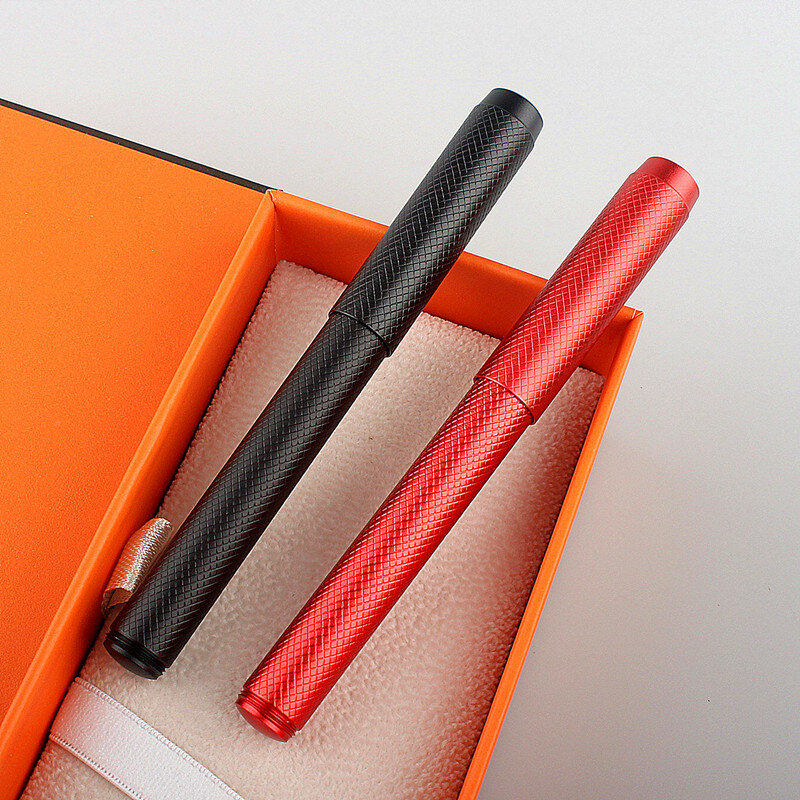 Stylo à plume de luxe F/EF/petite plume coudée en métal, noir et rouge, fournitures de papeterie scolaires et de bureau bancaire, stylos à encre