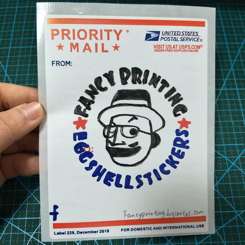 Blank Priority Mail Eggshell Stickers for Graffiti Street Art Slaps Size 4.5"x5.75" with 2023 Date