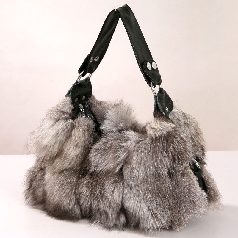 Bolso de diseñador de invierno con piel de zorro Real, bolso de mujer con cadena, bolso de noche de felpa con piel de zorro, bolso bonito, novedad de 2023