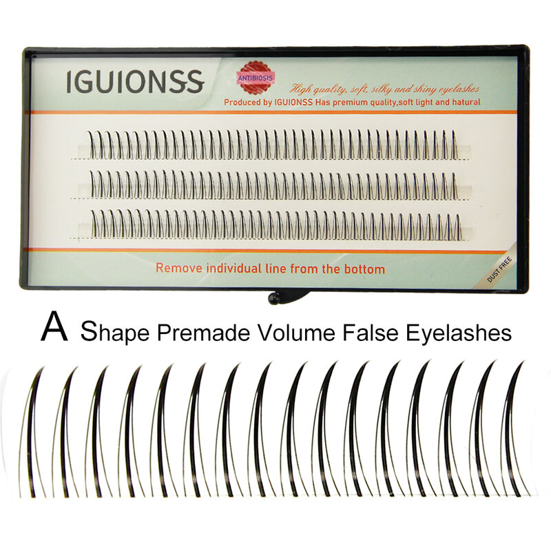 IGUIONSS 3 rows 120 bundles Eyelashes Single Cluster Self-Grafting  A Shape Premade Volume False lashes Long Lasting Natural
