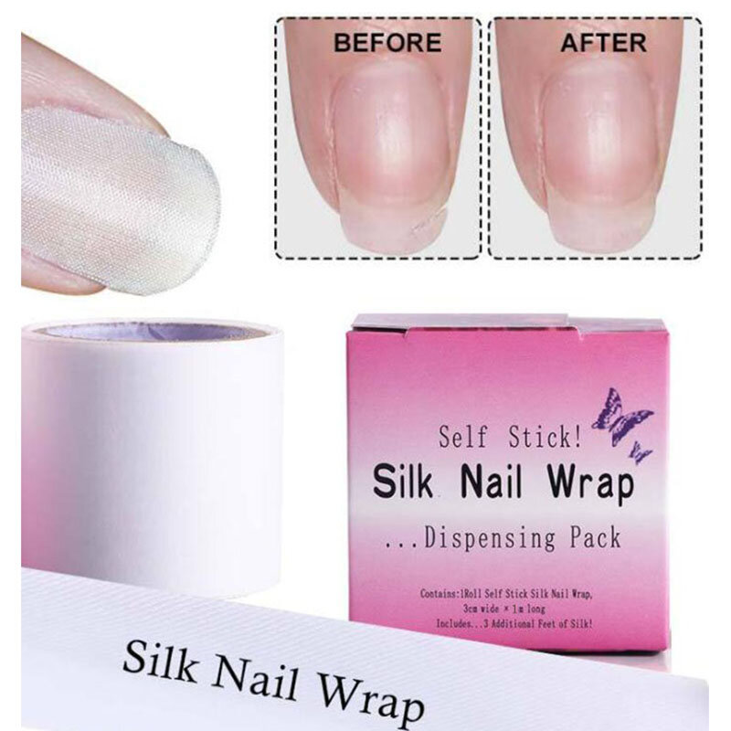 1Roll Nail Reparatie Glasvezel Zijde Wrap Zelfklevende Sterke Protect Versterken Extension Witte Sticker Voor Gebroken Manicure Tool