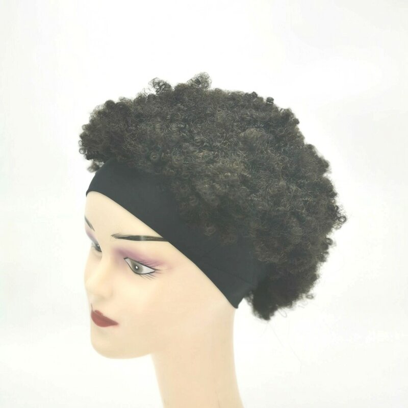 도매 저렴한 인간의 머리 머리띠 가발 비 레이스 Glueless 인간의 머리카락 아프리카 곱슬 가발 흑인 여성을위한 자연 인간의 머리 가발
