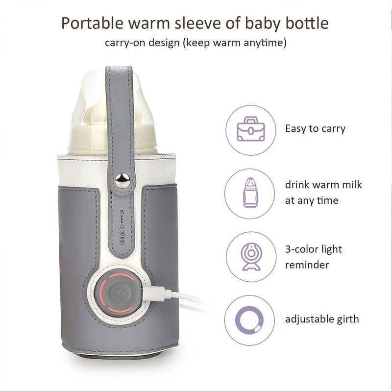Sac isotherme pour bouteille de bébé métropolitain, USB, voyage, lait, nourriture, thermostat chauffant, portable, bouteille de jus