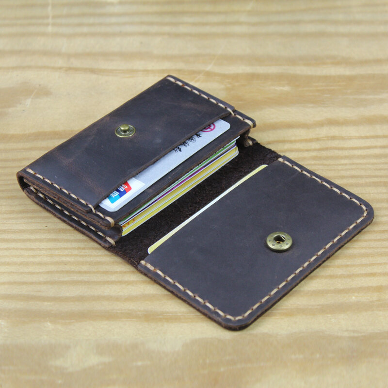 Porte-cartes en cuir véritable fait à la main pour hommes et femmes, petit porte-cartes de crédit et d'identité, étui pour cartes de visite, MC-412