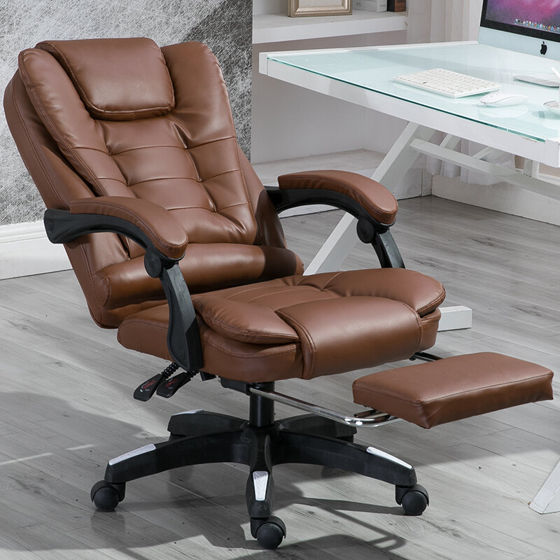 Cadeira giratória de couro ajustável, poltrona executiva giratória, massagem deitada, poltrona rotativa, poltrona de escritório