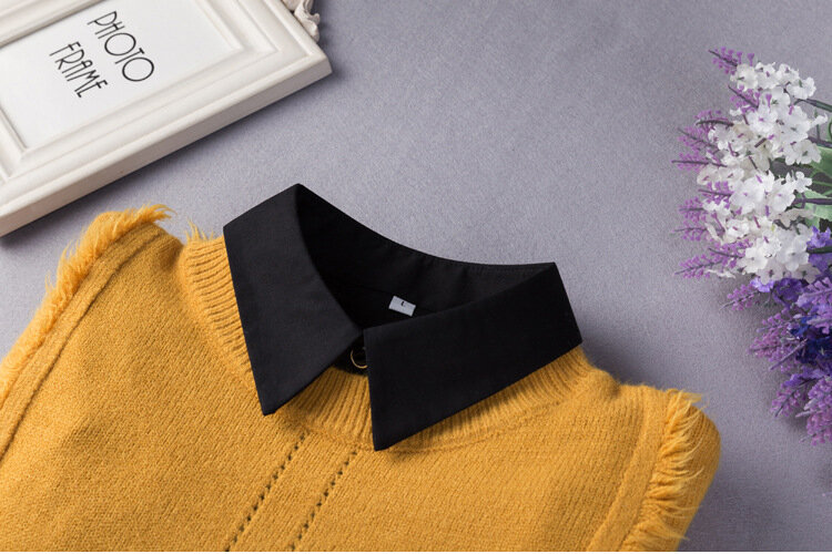 Korean Style Vest Shirt Collar False Collar Female Autumn and Winter All-match Fake Collar Fake Collar Black Shirt Collar