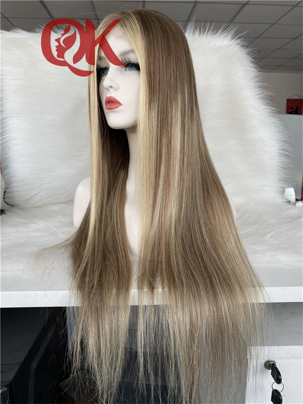 Парик QueenKing из человеческих волос на сетке спереди 13X6, европейские волосы Remy, плотность 150%, цвет Jana T7/7/24, цветные парики Омбре для женщин