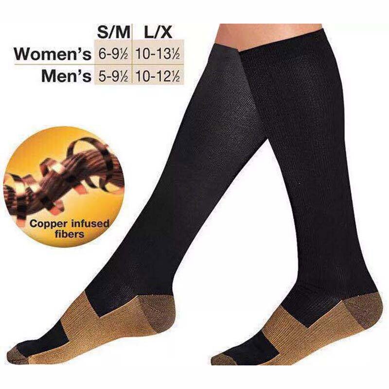 Unisex Anti-Fatigue Compression Sock Miracle Copper Toot Pain Relief Anti Fatigue Magic Socks Support Knee High Stocking