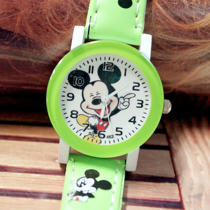 2023 New Fashion Cartoon Watch Cute Kids Mickey Mouse Watches Children Boys Girls Pu Leather Quartz WristWatch Clock
