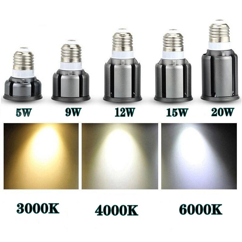 Projecteur LED COB Ultra Lumineux, Lampe Spot, Blanc Chaud et Froid, 9W, 12W, 15W, 20W, E26, Inda MR16, GU10, B22, Ampoule 12V, AC 220V, 110V