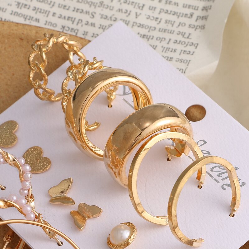 VKME Trendy Big Pearl Drop zestaw kolczyków dla kobiet moda złoty kolor koło geometryczne kolczyki z łańcuszka 2021 kolczyki biżuteria