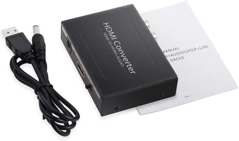 4K HDMI Audio Extractor HDMI to HDMI + Optical TOSLINK SPDIF + Analog RCA L/R Stereo Audio Video Spiltter Adapter Converter