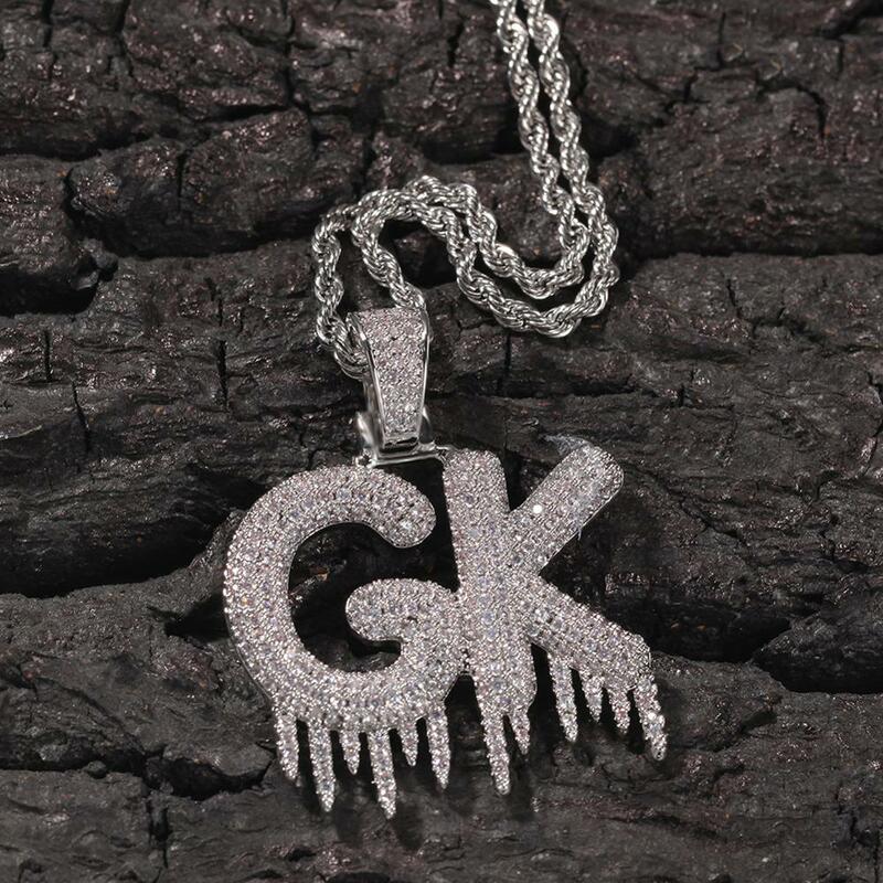 TBTK Customized Name Necklace Drip Bubble Letter Gold Color Iced Out Cubic Zirconia Custom Pendant Men And Women Hiphop Jewelry