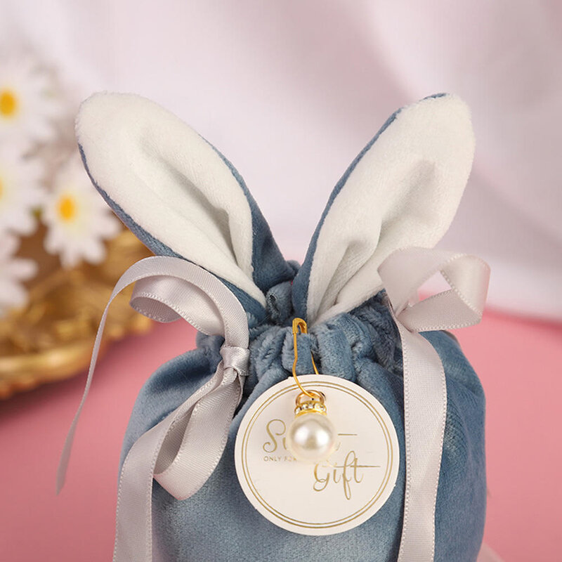 1Pc อีสเตอร์กระต่ายน่ารักของขวัญบรรจุถุงกำมะหยี่วันวาเลนไทน์กระต่ายช็อกโกแลตลูกอมงานแต่งงานวันเกิด Party Organizer 2022