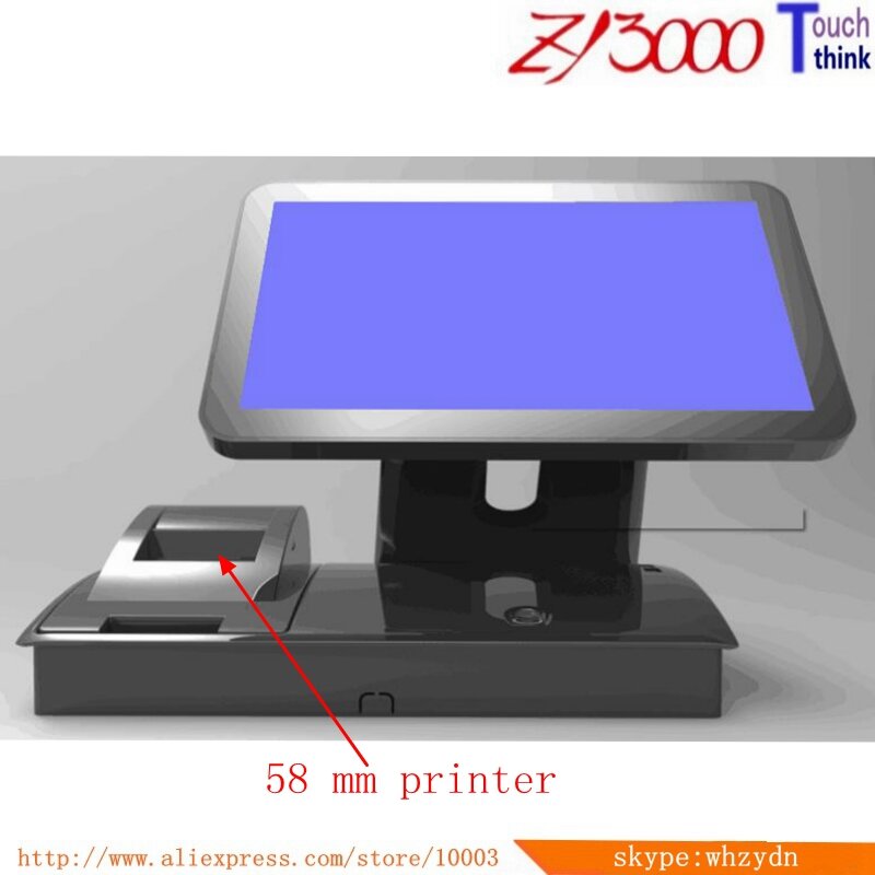 Novo ssd i5 3317, 512 8g, 15.6 ", sistema pos multifuncional com construção de impressora de 58mm, tela touch