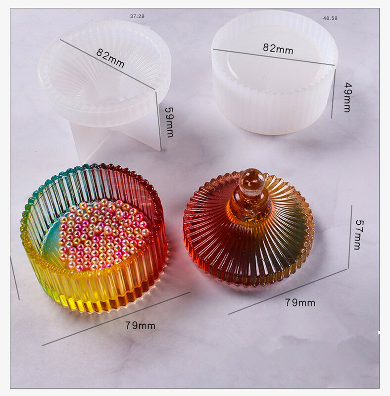 Boîte à bijoux de stockage à rayures rondes bricolage cristal résine époxy moule Silicone boîte de rangement moule outils de fabrication de bijoux