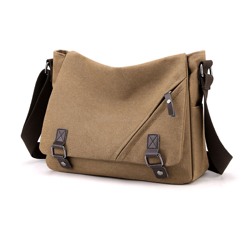 KVKY Cotton Canvas Crossobdy Bags For Men Solid Single Shoulder Male Messenger Bags Messenger Small Square Black Travel Handbags