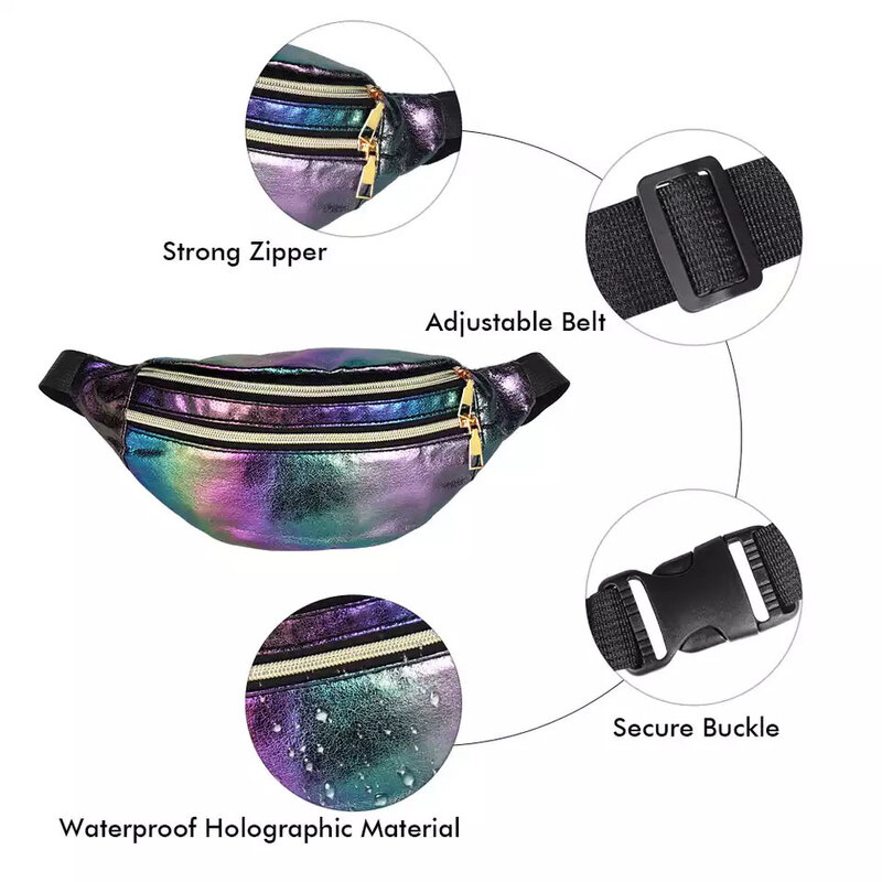 Geestock-riñonera holográfica para mujer, bolsa de pecho de diseñador, a la moda, con láser, para cinturón de fiesta, para teléfono