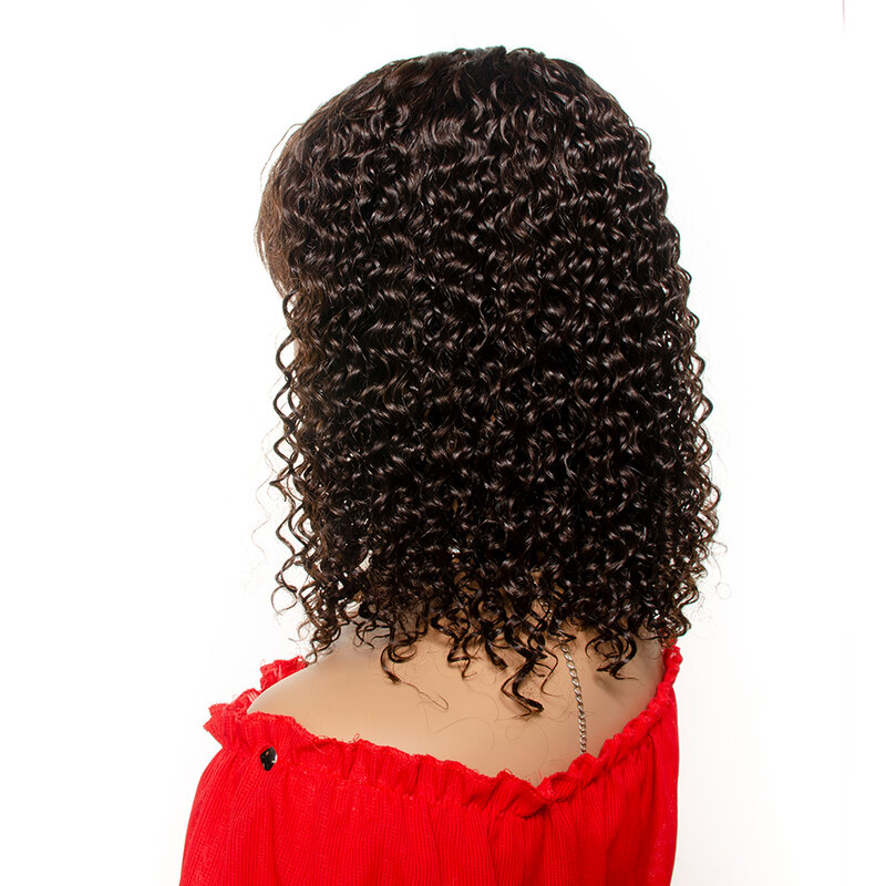 Peluca de cabello humano ondulado con corte Pixie, pelo brasileño sin pegamento, hecho a máquina, Remy, Yepei, 4 #
