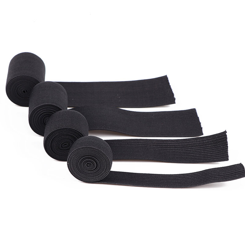 Plussign-faixa elástica para perucas, 1.5cm, 2.5cm, 1 metro, cabelo de borracha preta, acessórios, faixa elástica de cabelo