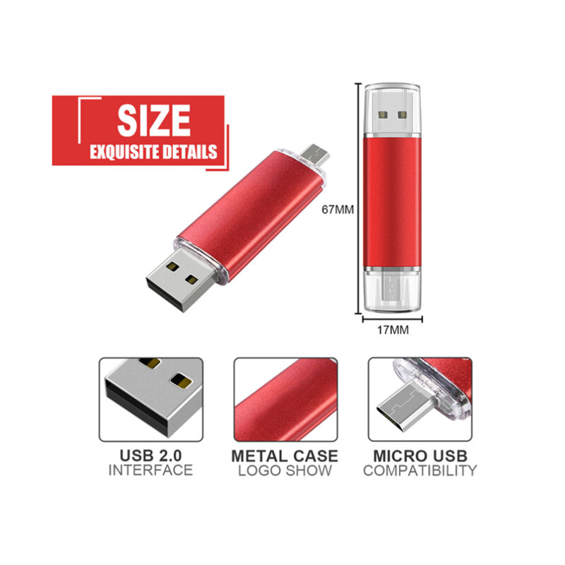 10 Cái/lốc Tùy Chỉnh Logo OTG Type-C Điện Thoại Ổ USB 32GB 16GB 8GB Đa Chức Năng Đèn LED Cổng USB USB 2.0 Pendrive 4GB Cổng USB