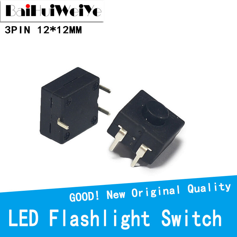 10 Teile/los Zweireihig Vertikale LED Taschenlampe Schalter 3 Pins AUF-AUF-WEG 12*12 213BS