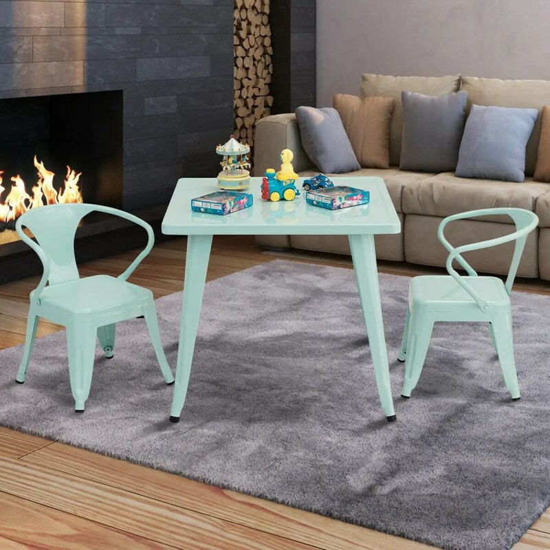 子供のためのスチール製の正方形のテーブル、アクティビティのテーブル、自宅と屋外、27インチ