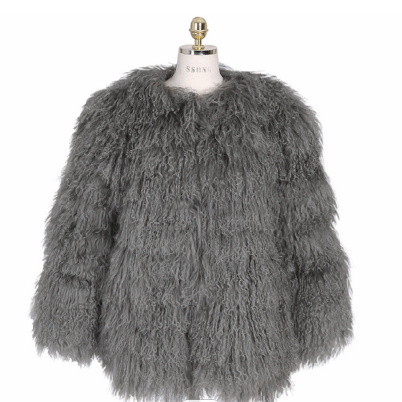 Casaco de pele de ovelha personalizado para mulheres, casaco feminino quente, colorido, mongol, inverno