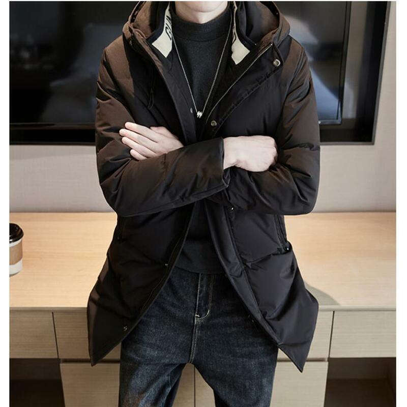 Мужская зимняя куртка на утином пуху, с капюшоном, размеры до 4XL