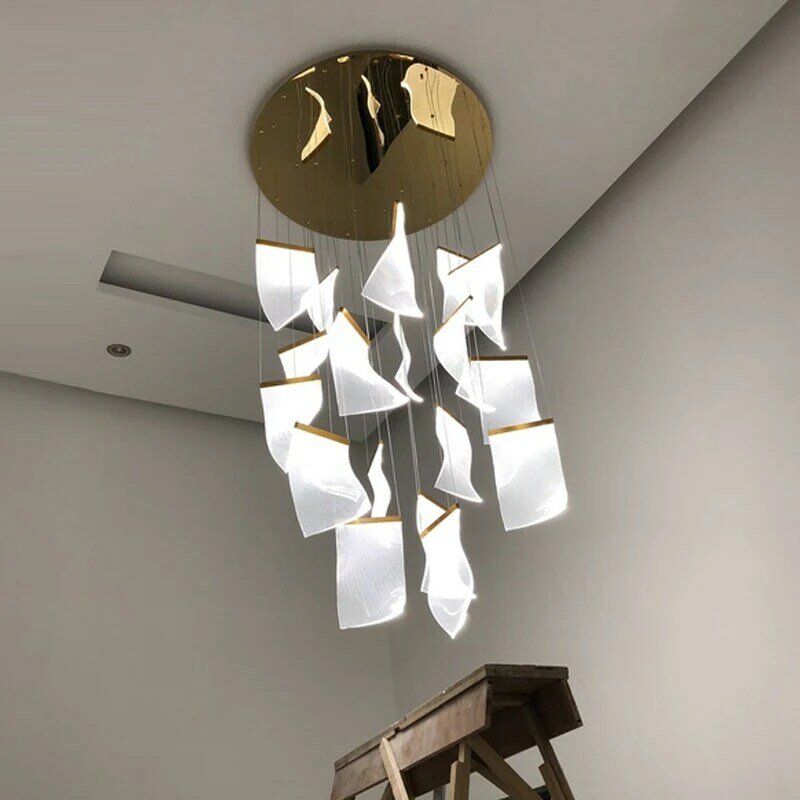Post modern creative led chandelier dining room living room light guide chandelier designer coffee shop decorative Chandelier